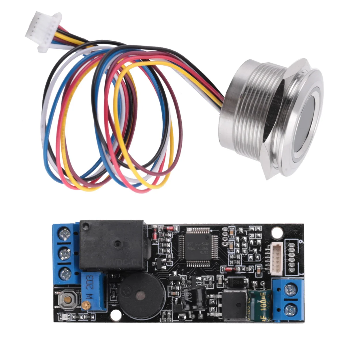 A nova placa de controle de impressão digital de baixa potência K202 DC12V + módulo de reconhecimento de impressão digital R503 redondo