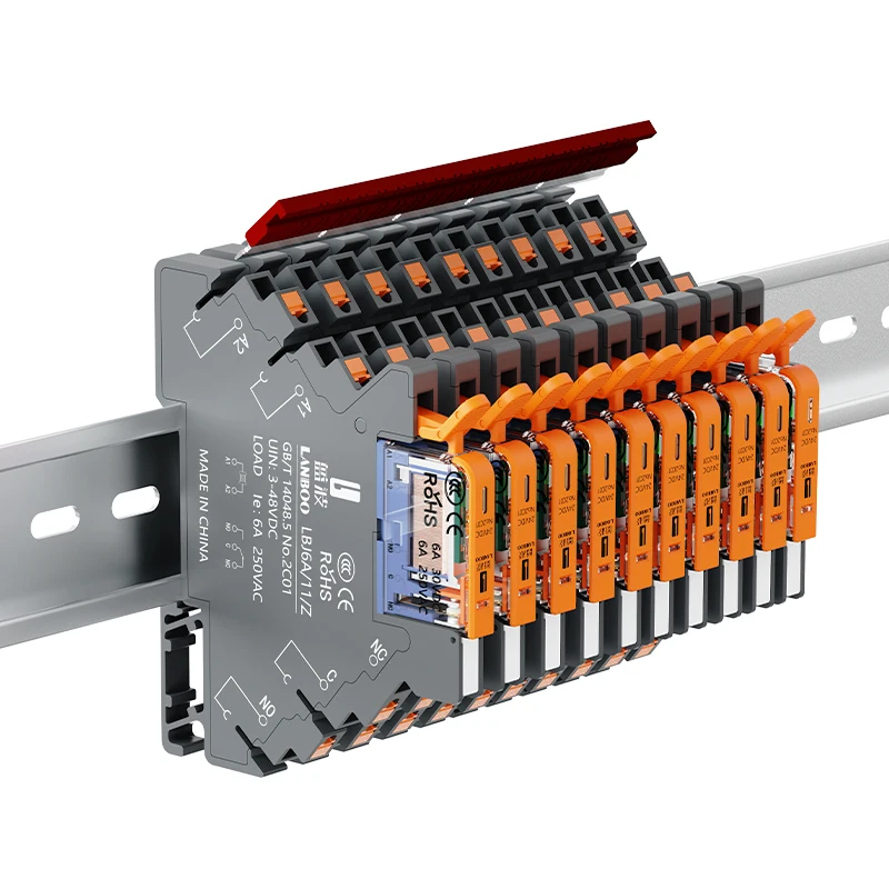 10Pcs/Box LANBOO LBJ6A 6mm Slim Electromagnetic Relay 1NO1NC 6A 250VAC LED Indicator Industrial Relay for Control Cabinet