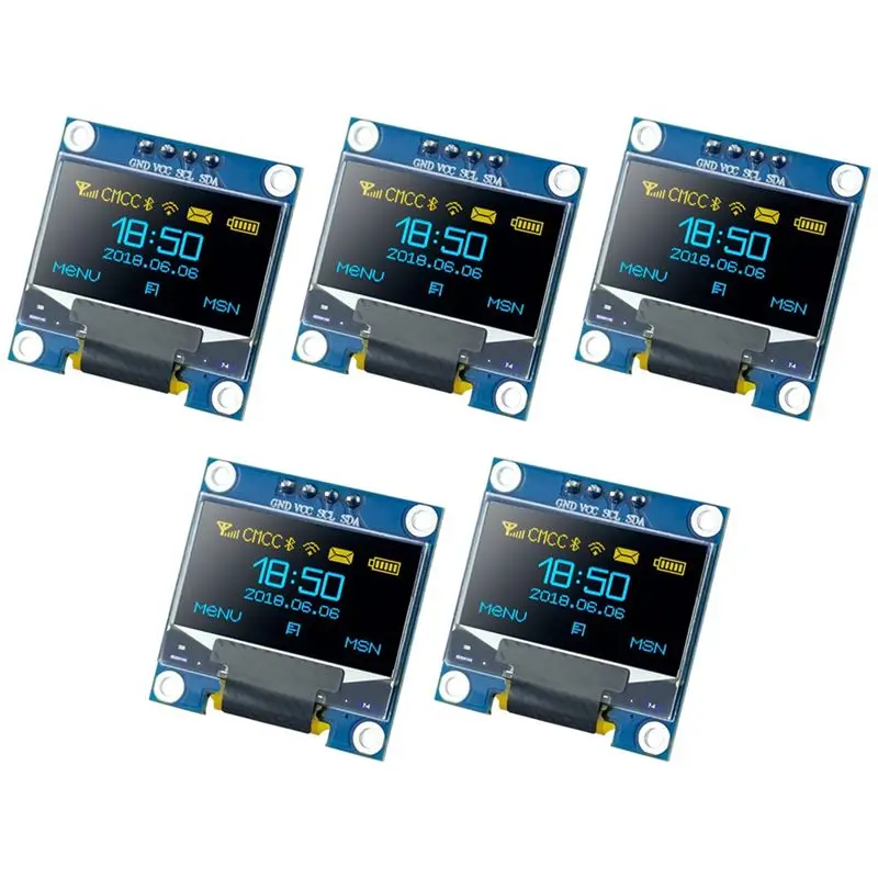 AYHF 5 PCS OLED I2C Display Module 0.96 Inch PCB For Arduino Raspberry PI 128X64 Pixel IIC Serial Self-Luminous Display Module