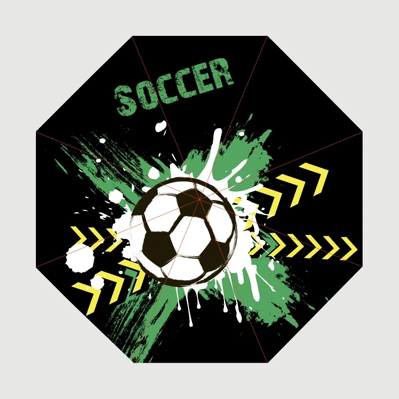 Football Soccer Sport Folding Umbrella Windproof Lightweight Compact Travel Rain Parasol for Boys Teens Adults Men