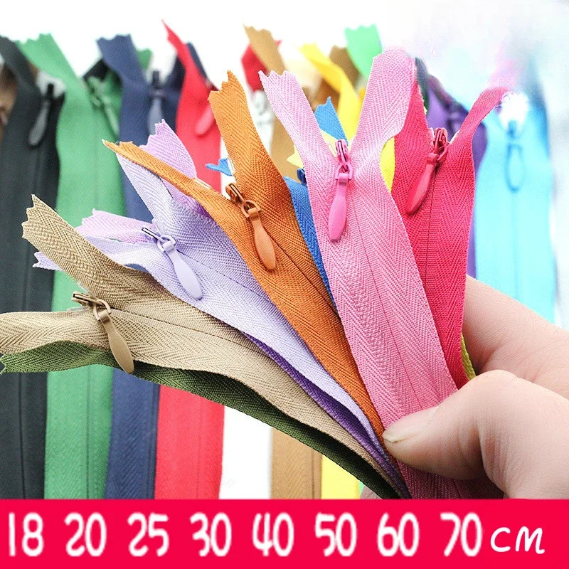 50pcs/Lot 3# 18 To 70cm Hidden Invisible Coil Nylon Zipper Close End Cushion Skirt Pillow Dress Fastener Tailor Sewing Accessory