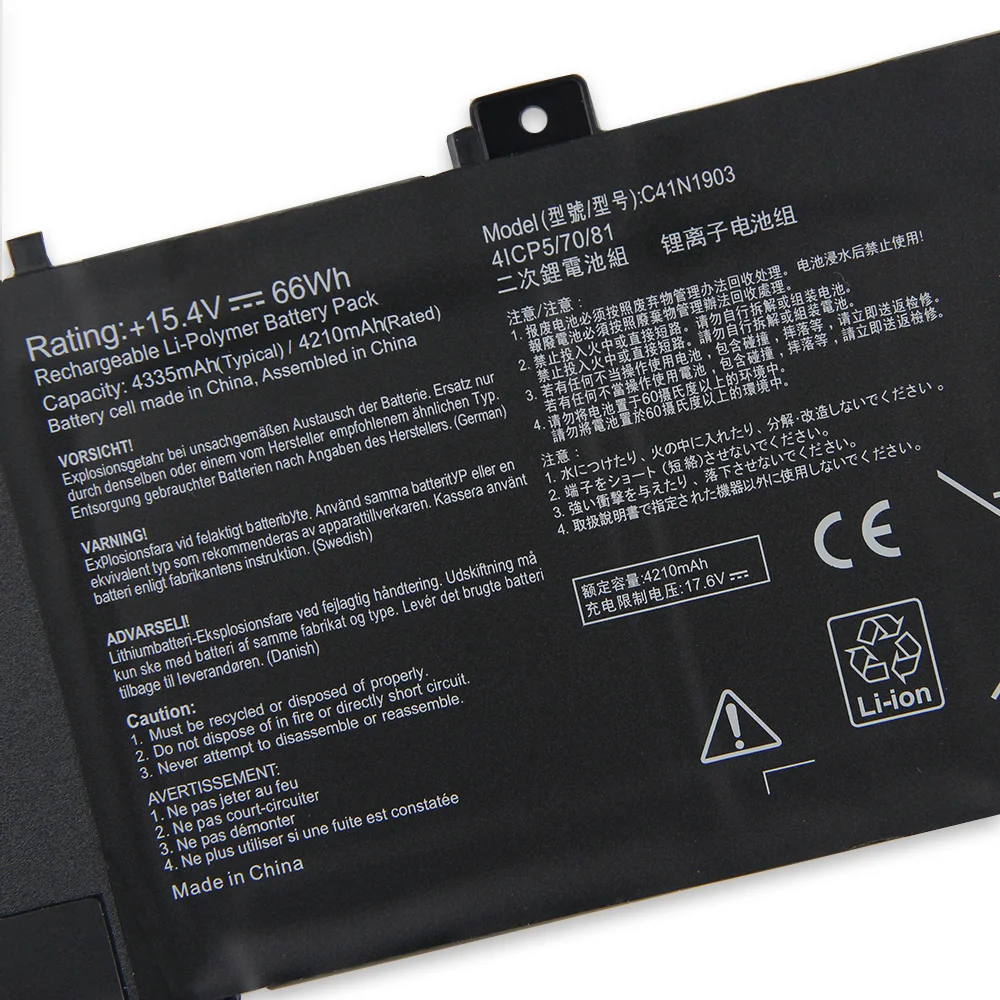 66Wh New Battery C41N1903 For ASUS ExpertBook B9 B9450 B9450F B9450CEA B5302FEA B9450FA-BM/0162/0163/0164R 4335mAh