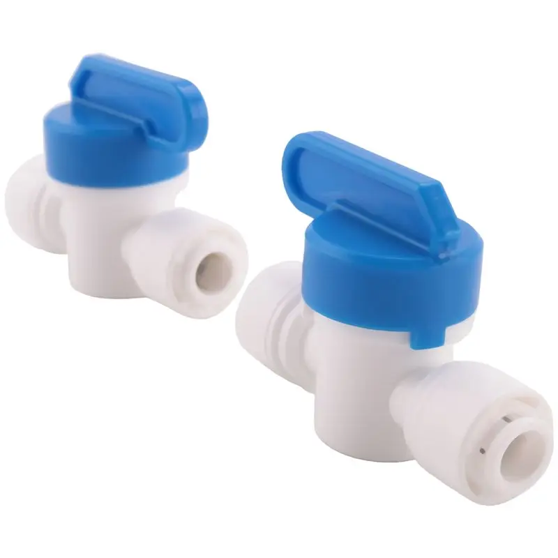 AT02-Diameter Ball Valve Quick Connect Fitting 1/4 X 1/4 Inch OD Valve Water System (Package 10)