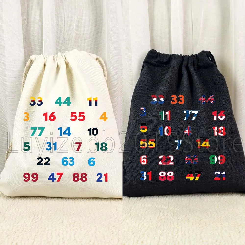 Cute Racing Drivers Numbers Pattern Jersey Numbers Sports Canvas Drawstring Bags Soccer Backpack Gym Sackpack Gifts String Bag