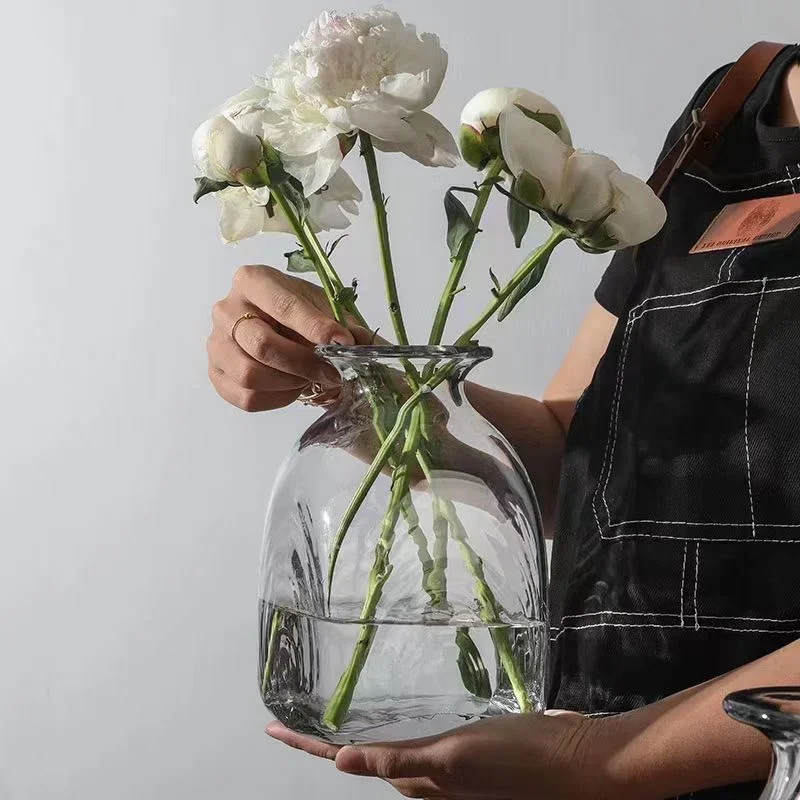 

Vase Nordic Super Texture Transparent Glass For Living Room Light Luxury Style Simplicity Flower Arrangement декор комнаты