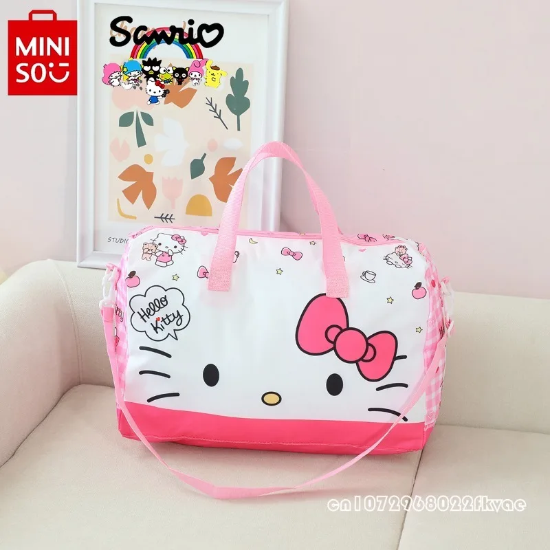 Miniso 2025 New Women's Travel Bag Fashion High Quality Clothing Storage Bag Cartoon Large Capacity Women's Handheld Folding Bag