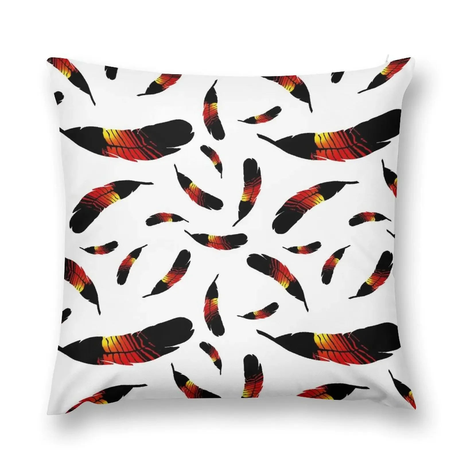 Glossy Black Cockatoo Feather Pattern Throw Pillow Plaid Sofa Pillow Decor pillow