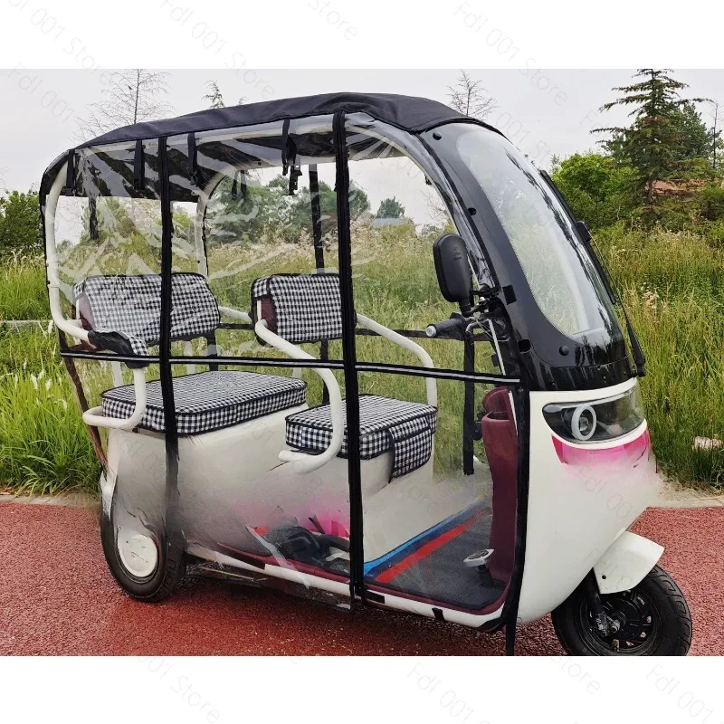 Electric tricycle rain curtain canopy, table bell integrated leisure carport thickened, weatherproof and warm canopy view 5