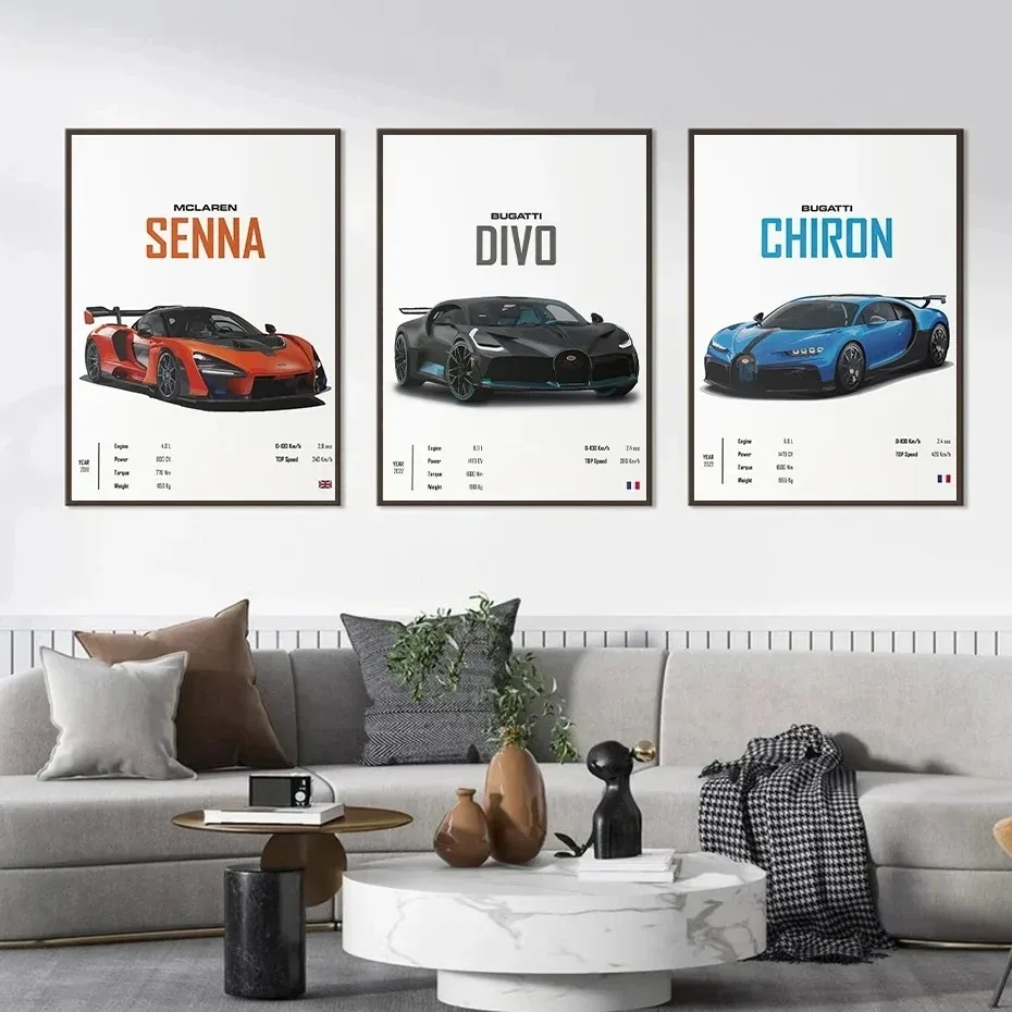 Supercar Bugatti Wall Art Canvas Painting Nordic Posters And Prints Wall Pictures For Living Room Decor