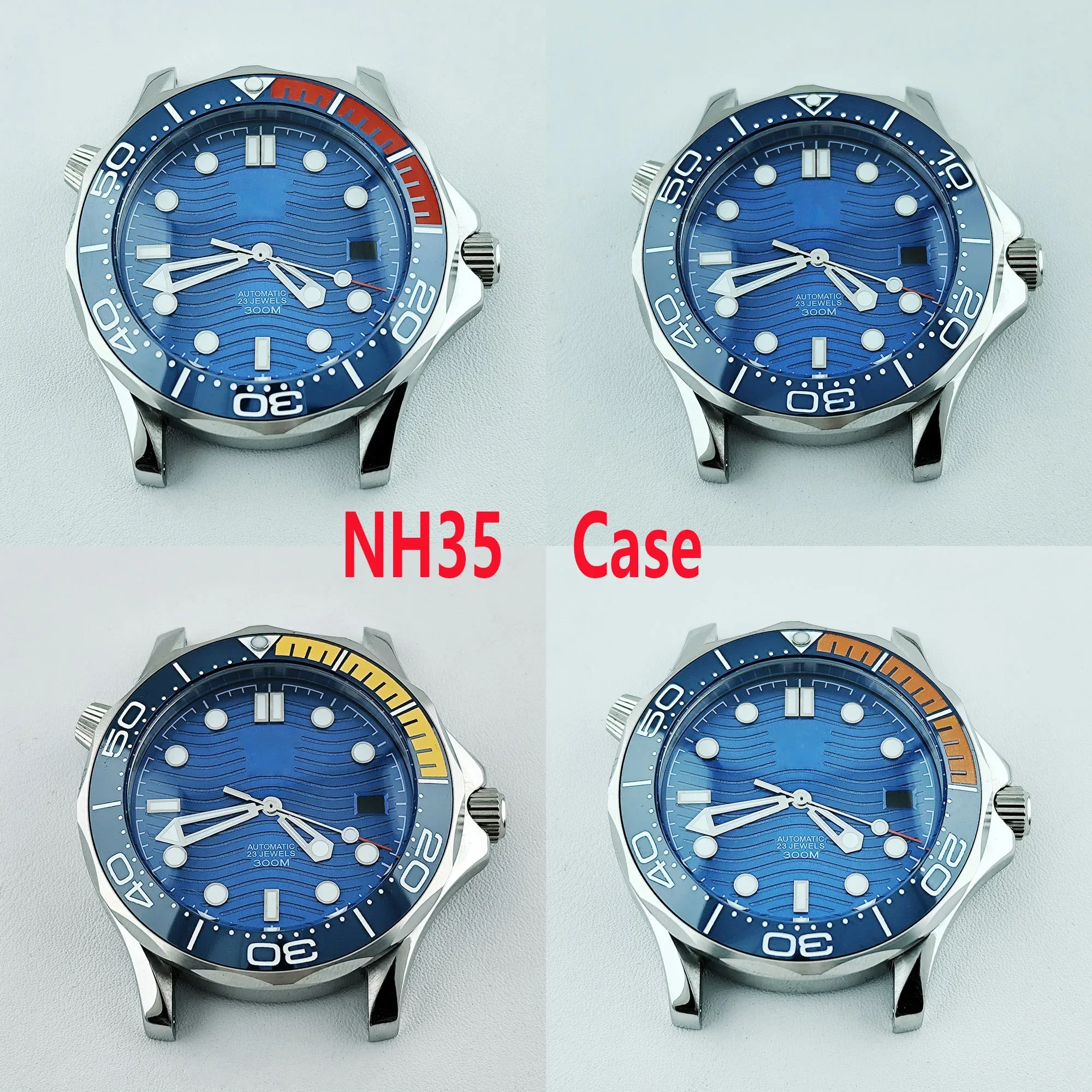 

41mm NH35 Case Dial Stainless Steel Strap Men Automatic Mechanical Waterproof Watch Parts for Seamaster 300 NH35/NH36 Movement