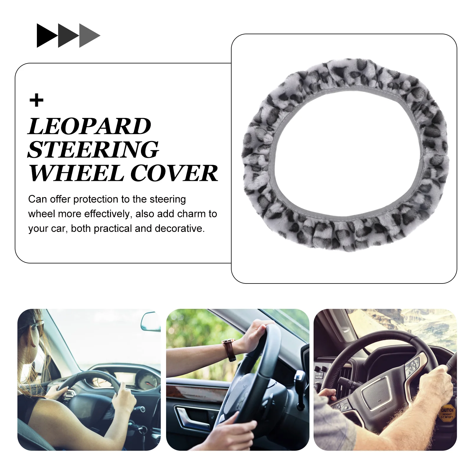 Leopard Print Steering Wheel Cover for Prints Covers Elastic Protector Car Auto Plush