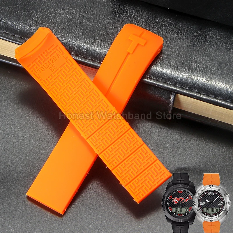 20mm 21mm Premium Quality Waterproof Sweatproof Silicone Watch Strap for Tissot T-Touch T091 T121 T047 Bracelet Orange Red Blue