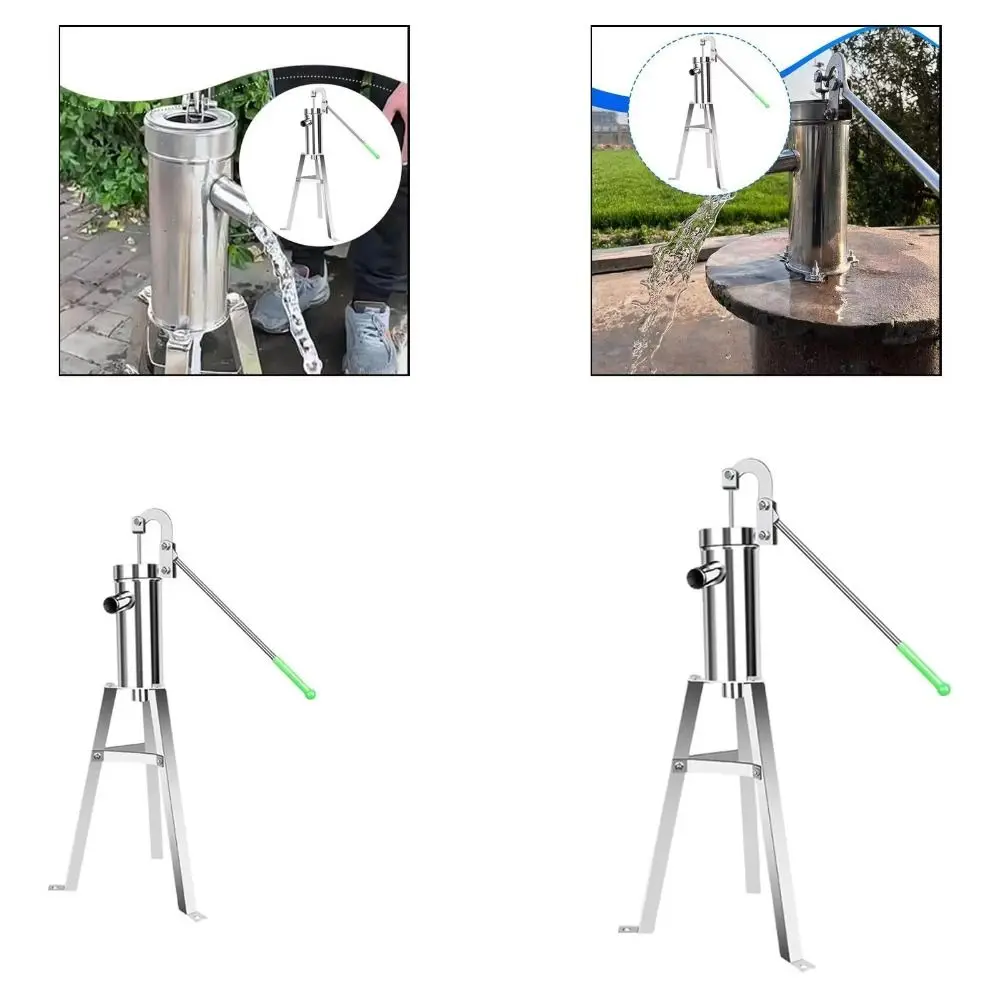 Stainless Steel Manual Well Pump Ergonomic Handle Heavy Duty Hand Shake Water Pump Portable Efficient Stainless Steel Water Pump
