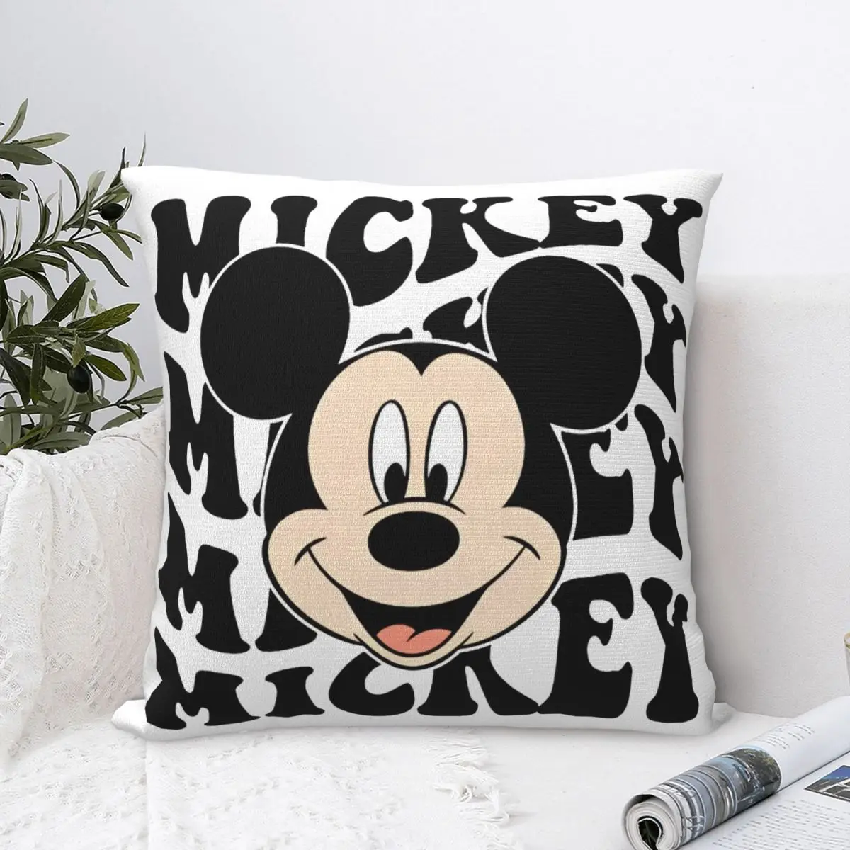 

Disney Mickey Mouse Pillow Cover Merch Printed Polyester Cushion Cover Gift Throw Pillow Case Cover Home Zippered 18" Multi Size