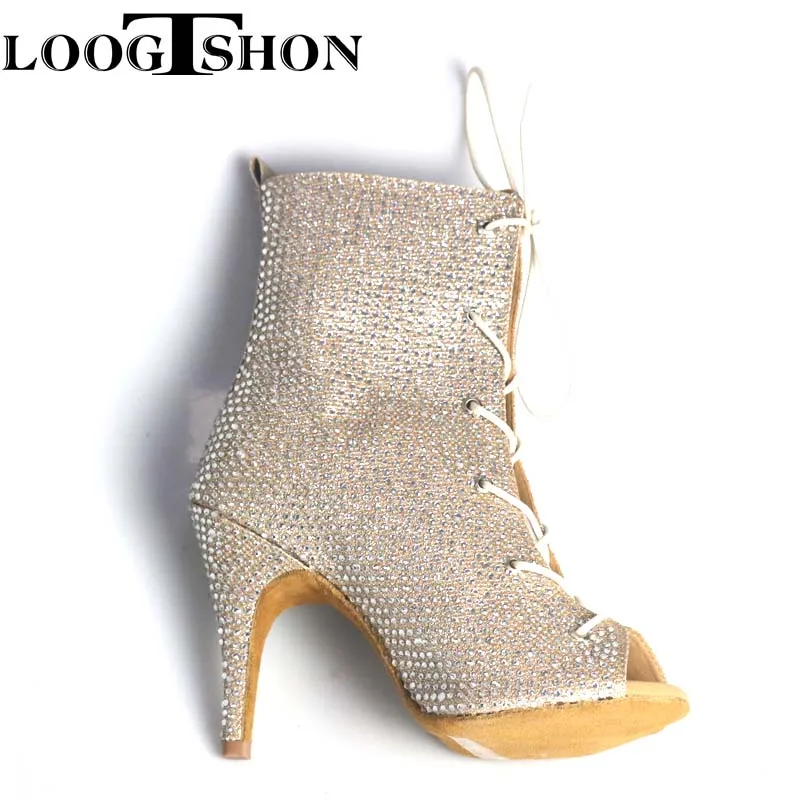 2022 Winter New Style Bachata Social Dance Booties 6-10cm Customized Heel Khaki  Salsa Latin Dance Shoes Dance Boot For Women