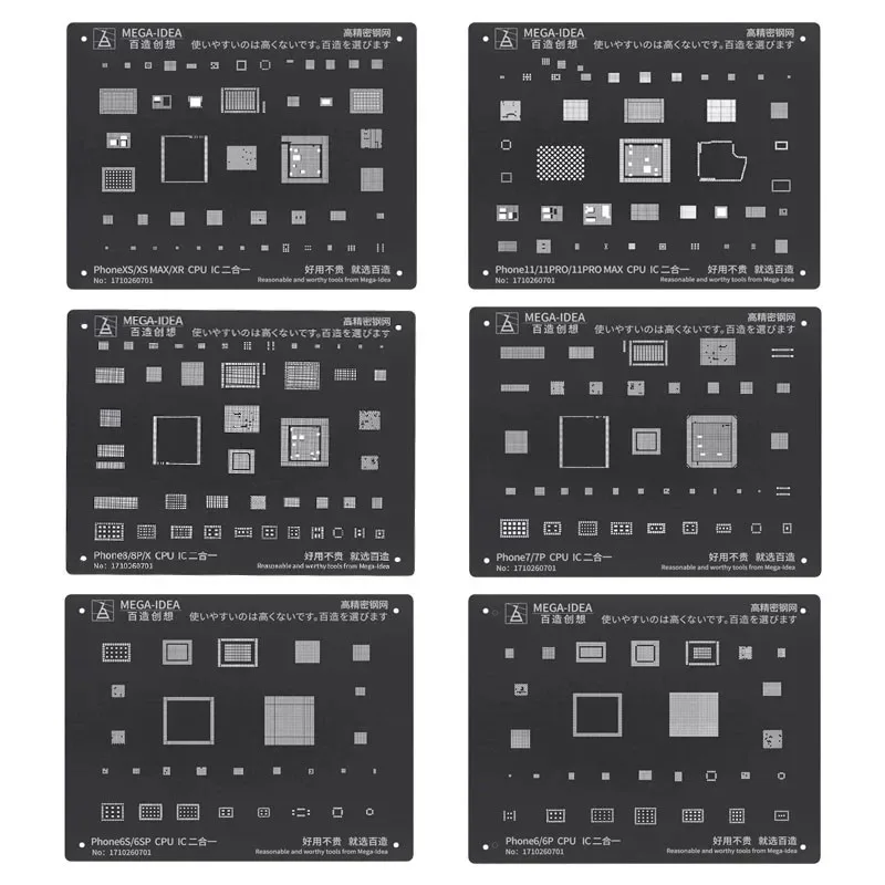 CPU BGA Reballing Stencil Kits Set For iPhone 13 12 11 Pro Max Mini X XSmax XR 8 8P 7 6S 6  A15 A14 A13 A12 A11 A10 A9 A8