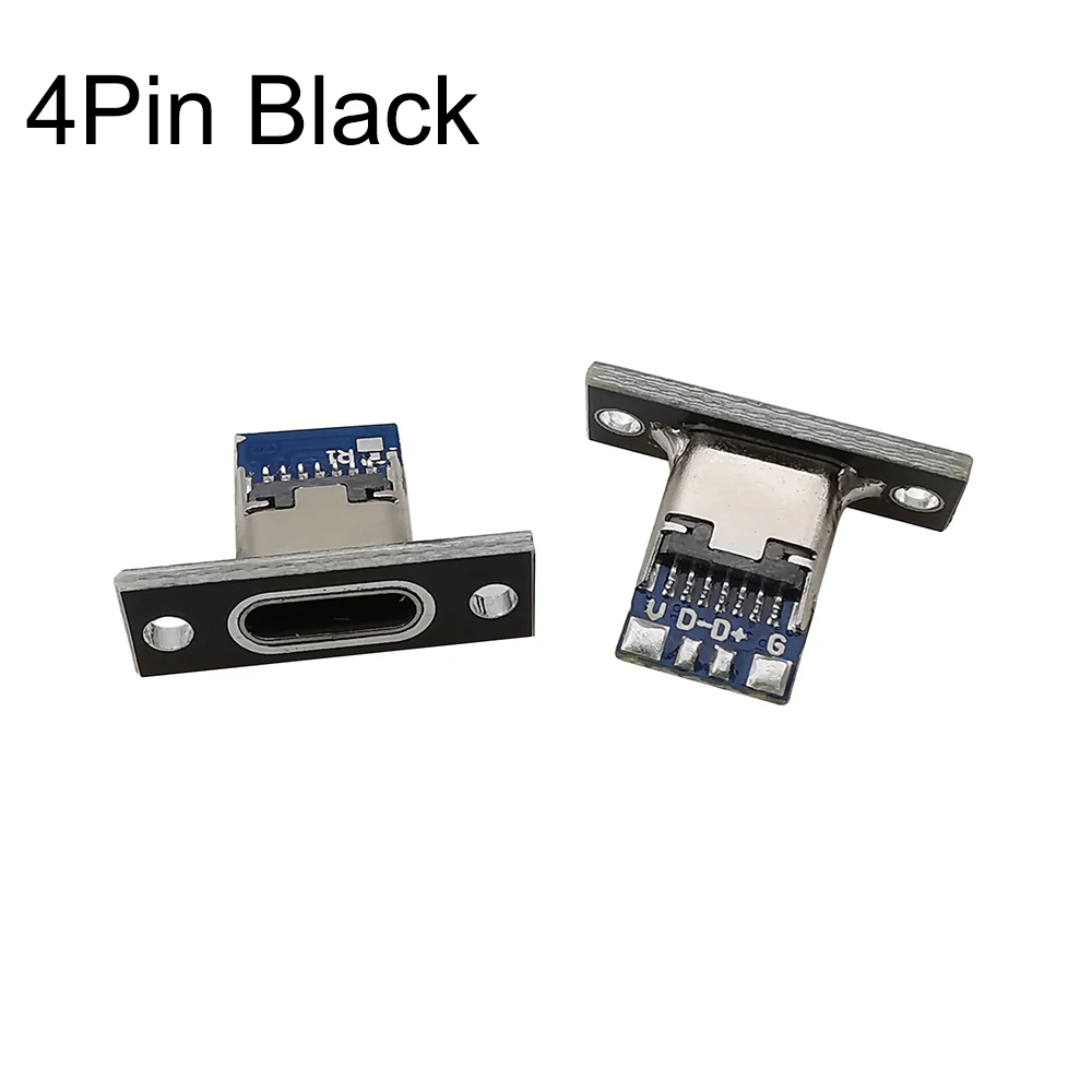 5/10Pcs Typ C USB 3,1 Buchse Stecker Mit Befestigungs Platte 2Pin 4Pin 6Pin Typ-C USB Jack Lade Port für DIY PCB