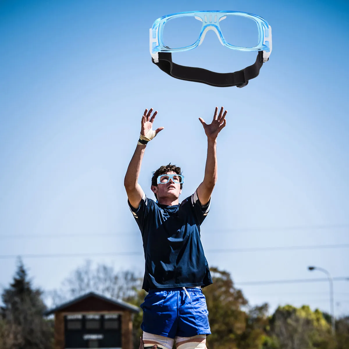 

Ударопрочные защитные спортивные очки UV400, серые, с регулируемым ремешком, прочная оправа для баскетбола, футбола, волейбола, бейсбола, тенниса