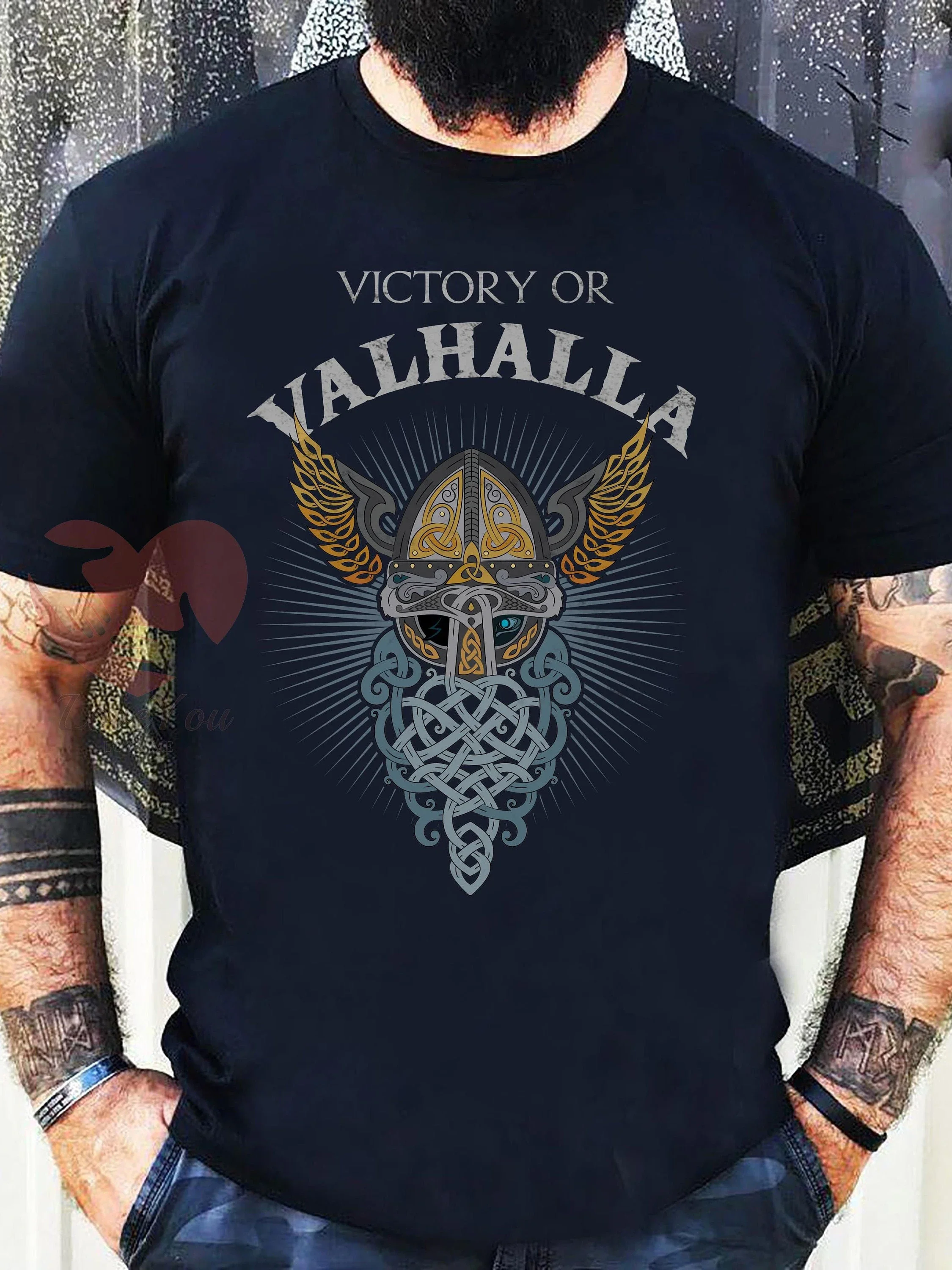 Nordic warriors God Odin Victory of Valhalla T Shirt New 100% Cotton Short Sleeve O-Neck T-shirt Casual Mens Top