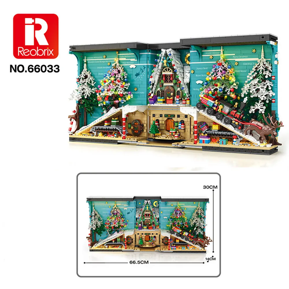 3206PCS Reobrix66033 Libro Di Natale Archivio Street View Building Blocks Assemblaggio Ornamento Di Natale Modello Mattoni Regalo per I Ragazzi