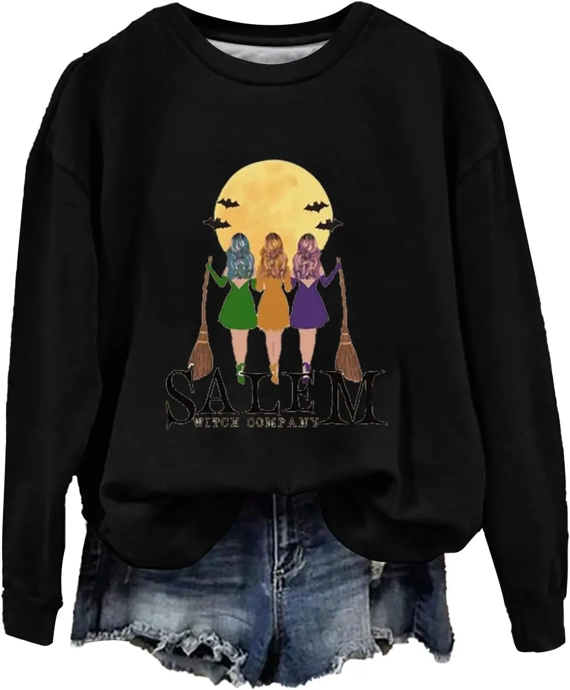 

Salem Witch Company Sweatshirt Womens Funny Witches Halloween Sweatshirt Graphic Hocus Pocus Long Sleeve Shirts