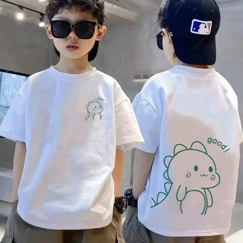 Kids Boys T Shirt Short Sleeve Dinosaur Cotton  Print Graphic Animal Black Children Tops Summer Active Cool Cute Girls Wear Teen