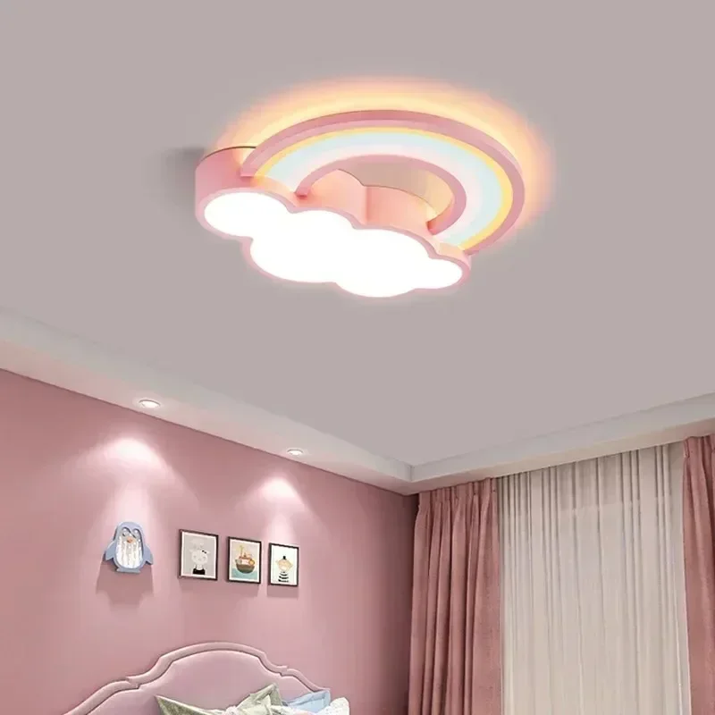 Cartoon Rainbow Cloud LED Ceiling Lamp Warm Simple Lighting Fixture For Boys Girls Princess Room Home Interior Decoration