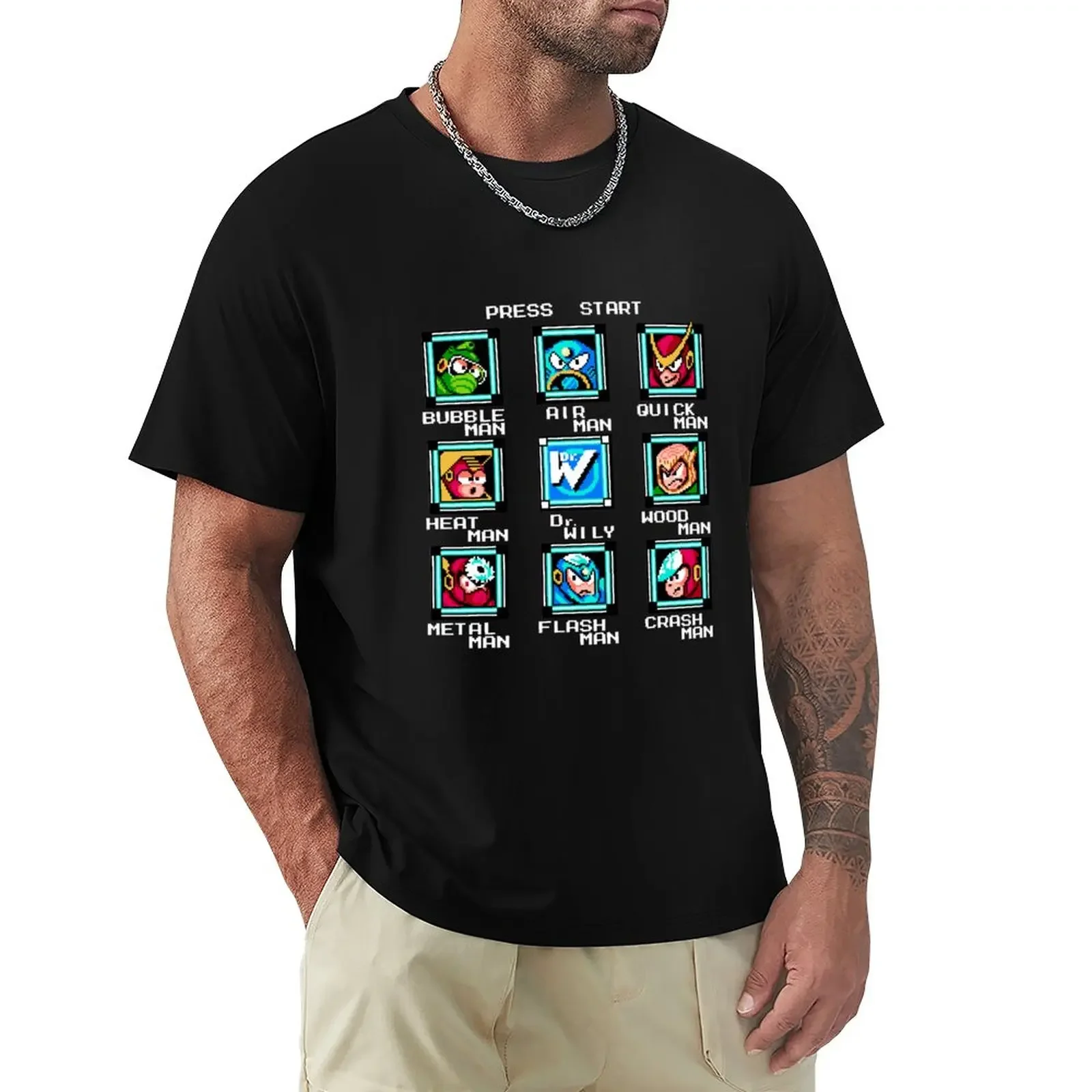 Megaman 2 stage select T-Shirt Oversized t-shirt kawaii clothes mens workout shirts