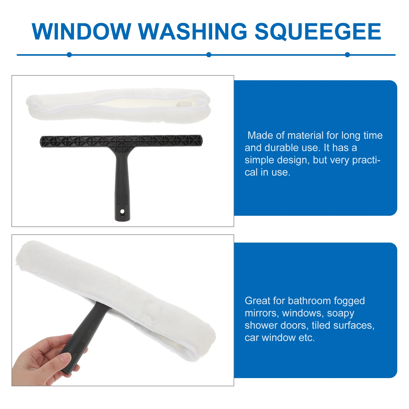 

2 Sets Window Glass Squeegee Household Water Scraper Ergonomic Handle Durable Plastic Cleaner For Bathroom Mirror Shower Door