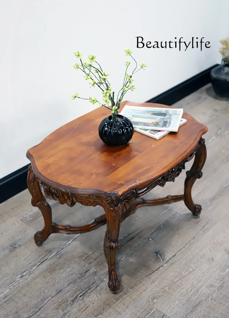 Nordic Antique Style Solid Wood Tea Table Household Minimalist Nostalgic Coffee Table