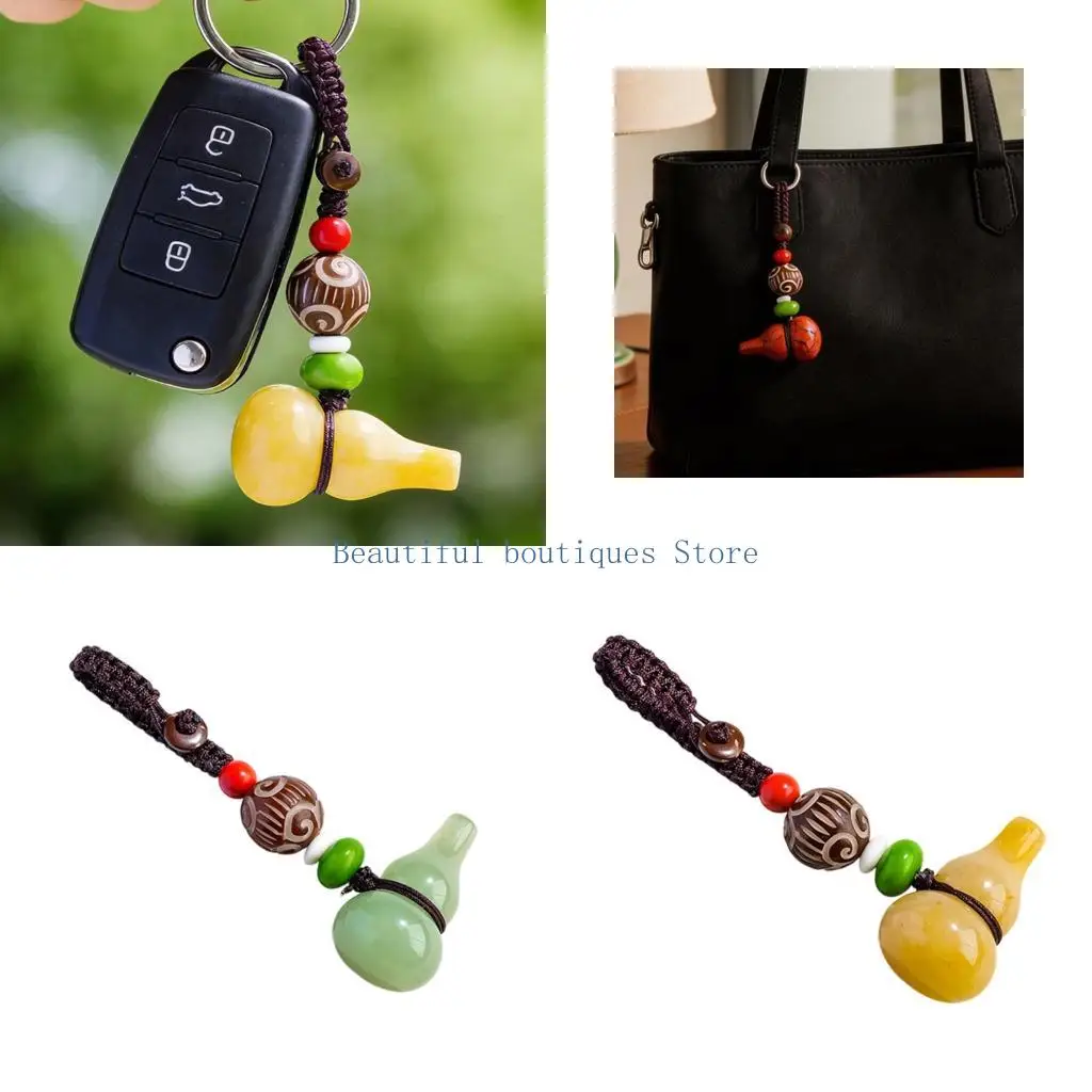 U4LF Delicate Handcrafted Gourd Keychain Creative Car Decoration Wallet Decorative Piece For Gift Giving