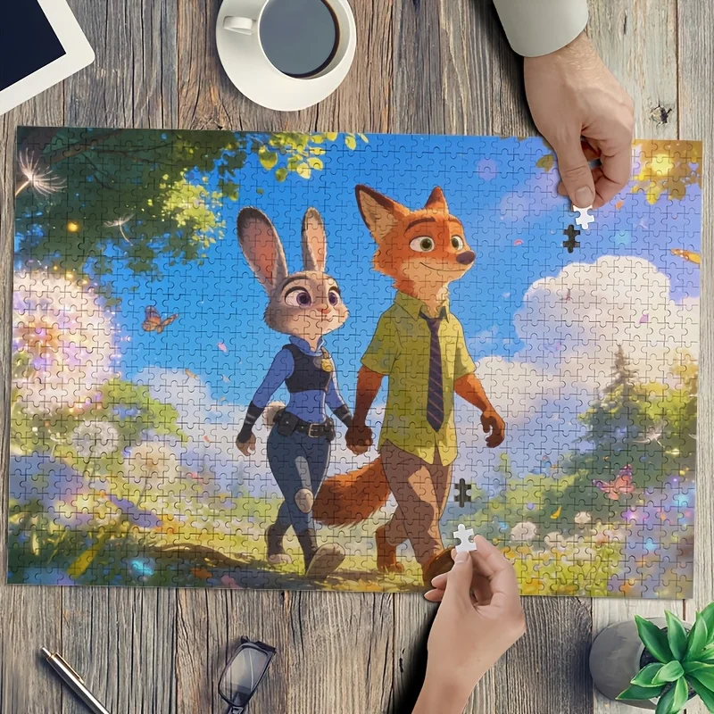 1000 stuks Disney Zootopia Judy & Nick Wilde posterpuzzel - & hersenkraker voor volwassenen, uitdagende puzzels geschikt voor gezinnen,