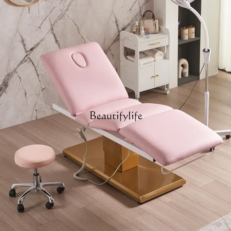 

FG10*beauty bed, golden base massage medical beauty, facial eyelash tattoo bed