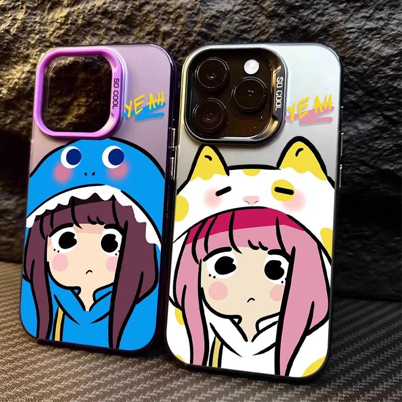 Cartoon Cute Girl IMD Phone Case For iPhone 16 Pro Max 15 14 13 12 11 Pro Max XS X XR 16 Plus Hard Shockproof Bumper Back Cover