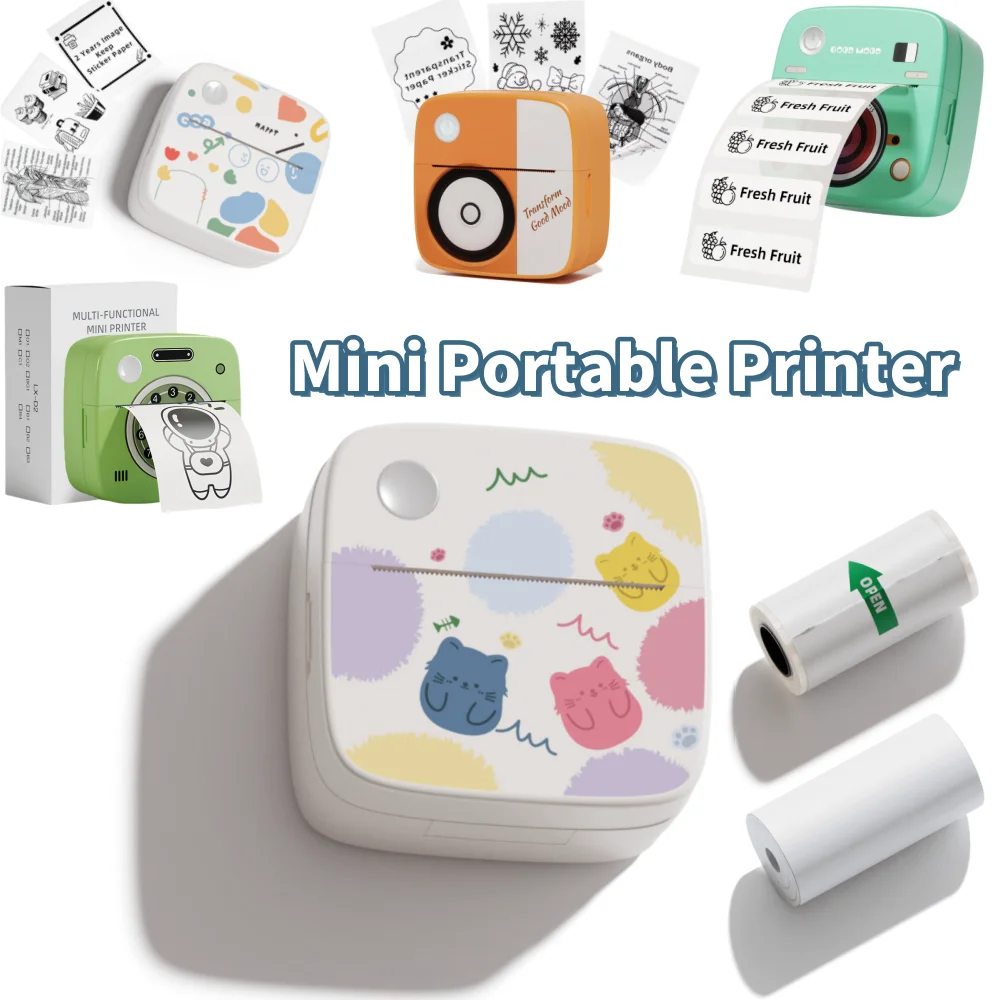 D2 Serie Mini Drucker Label Maker Drucker Thermoaufkleber Druckmaschine Code Tag Memo Journal für Kinder DIY Spielzeug Geschenke