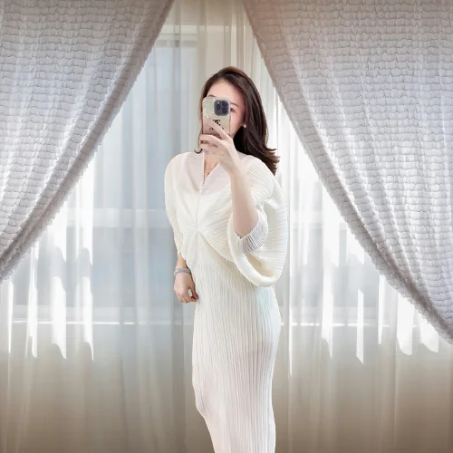 

Miyake 2025 Spring New Dress Women's Pleats Fashion Loose Versatile Pleated Simple Temperament Waist Thin Pleated Long Skirt