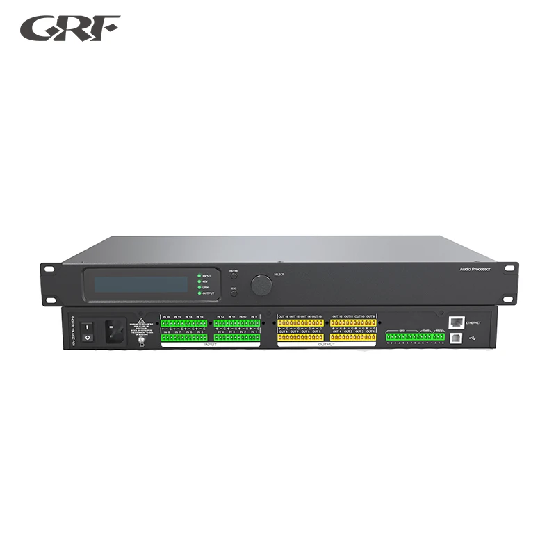 16-Input 16-Output Audio Manager with USB Sound Card & Matrix Mixing for Live Sound Conference&Recording