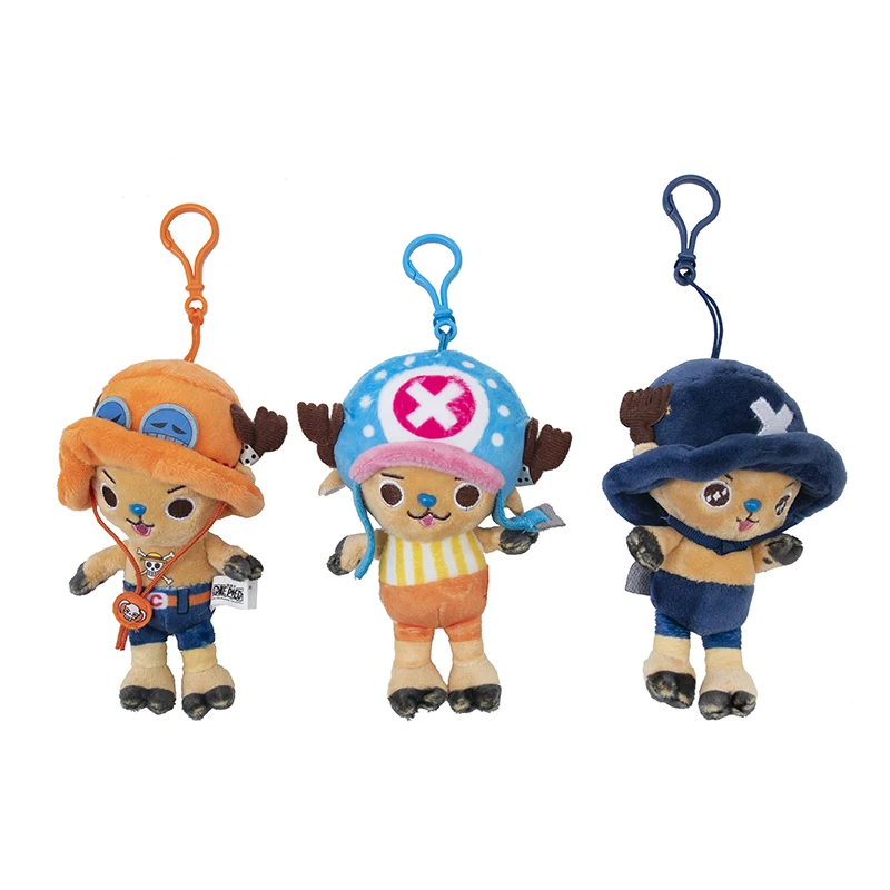 12CM One Piece Anime Figures Cosplay Plush keychain Toy Luffy Chopper Ace Law Sabo Cute Doll Cartoon Stuffed Pendants Kids Gifts