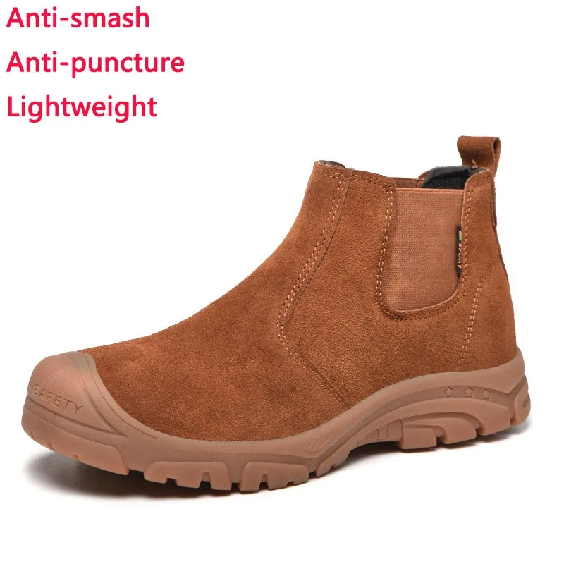 Anti Smashing And Anti Piercing Suede Safety Shoes Men\'s Steel Toe Cap Protection Work Shoes Fashion Scarpe Antinfortunistiche