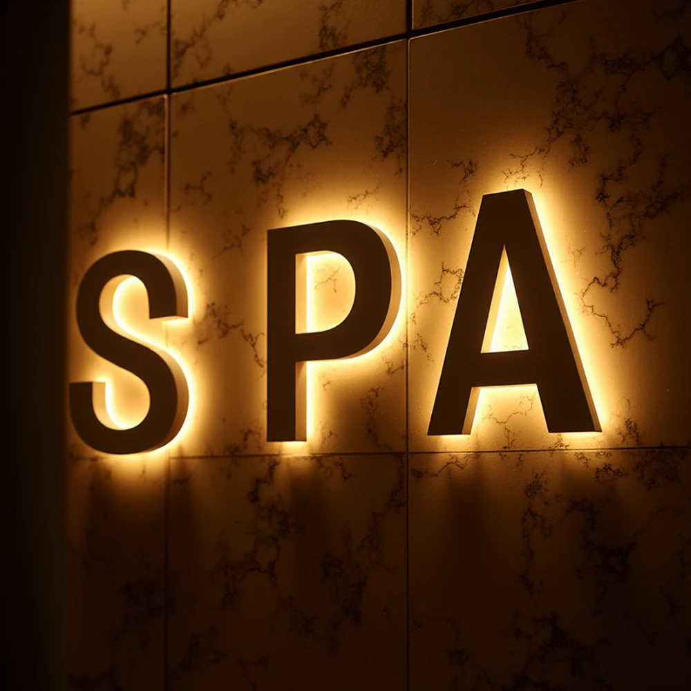 Custom 3D LED Illuminated Metal Letters Sign For Business Storefront Outdoor Waterproof Backlit Light Up Advertising Signage