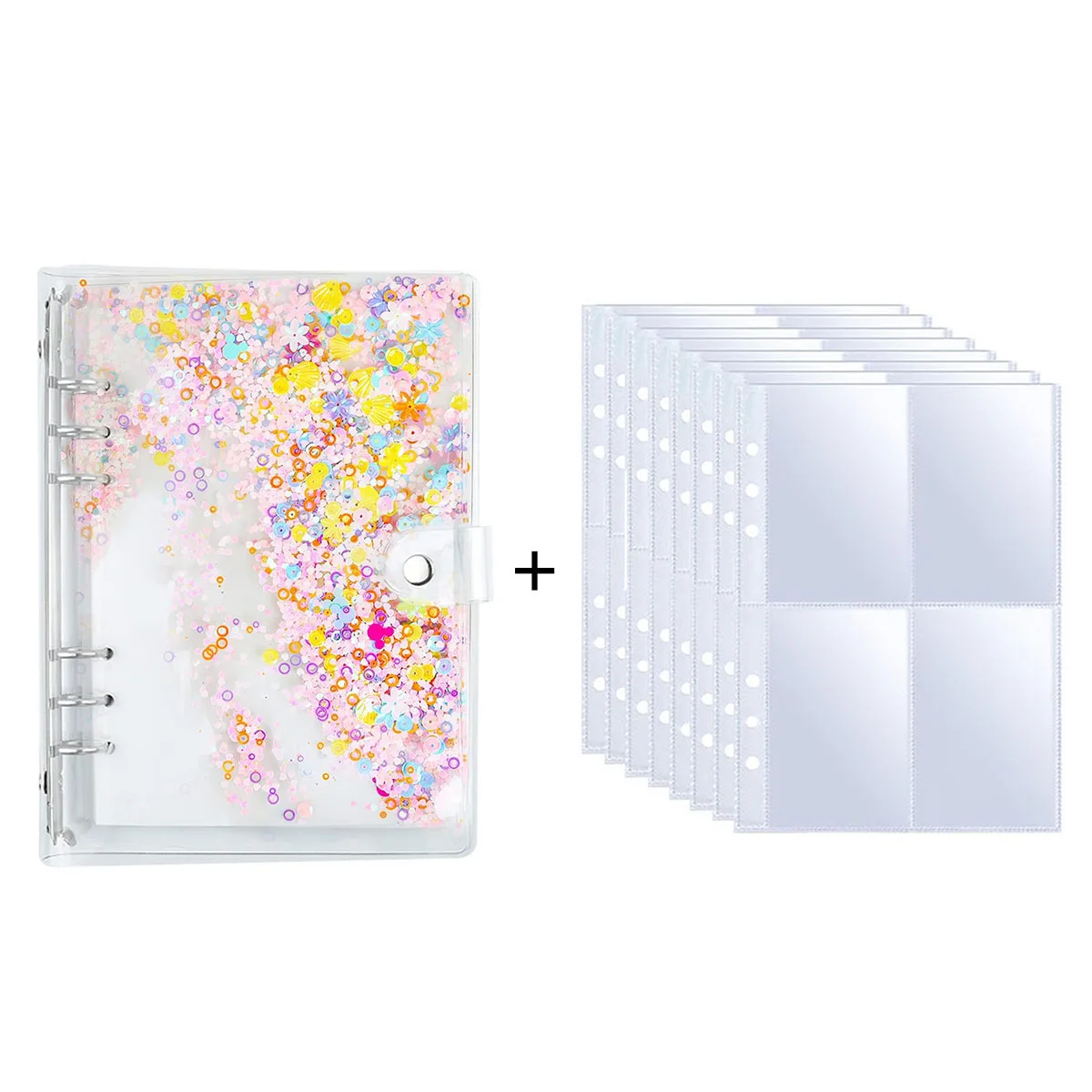 A5 Notebook Fotokaart Bindmiddel met 20 Zakken Hoezen, 6-Ring PU Lederen Bindmiddel Losbladige Persoonlijke Organisator Foto Bindmiddel Boek