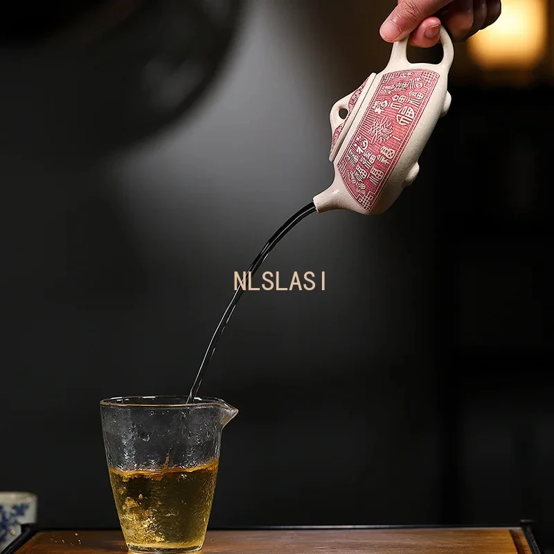240ml Chinese Yixing Purple Clay Teapots Traditional Handmade Tea Pot Kettle Raw Ore White Duan Mud Famous Zisha Tea Set Gifts