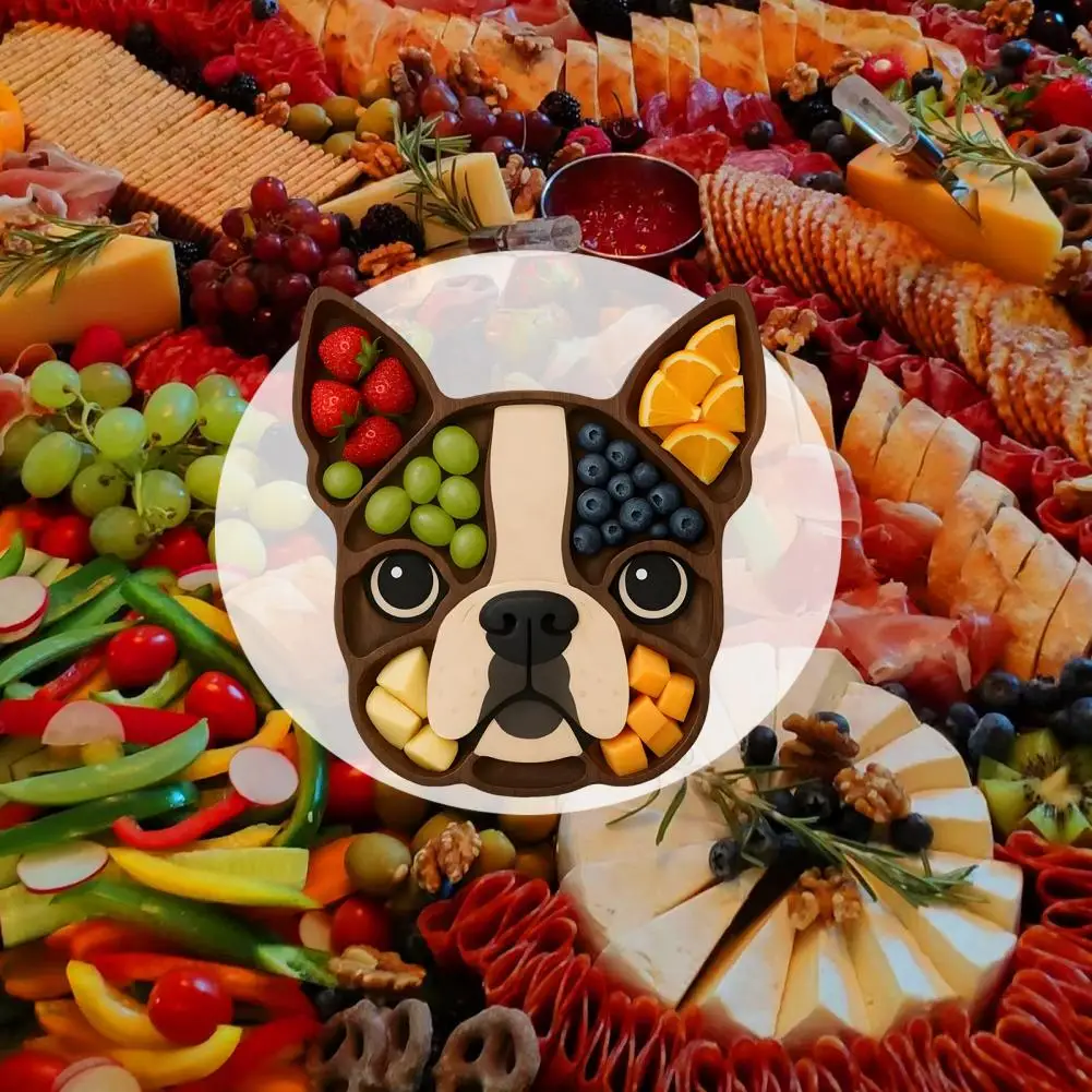 لوح تقديم على شكل كلب، صينية تقديم خشبية على شكل كلب لطبق الفحم والجبن والفواكه والكوكيز كلب مبتكر للكلاب #3