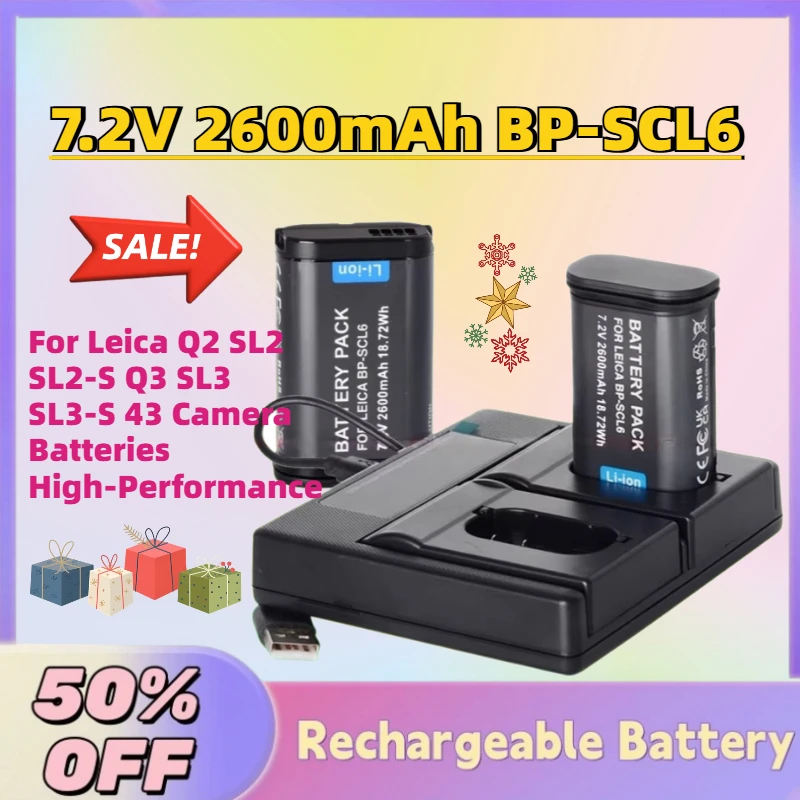 

Large Capacity 7.2V 2600mAh BP-SCL6 Replacement Battery For Leica Q2 SL2 SL2-S Q3 SL3 SL3-S 43 Camera Batteries High-Performance
