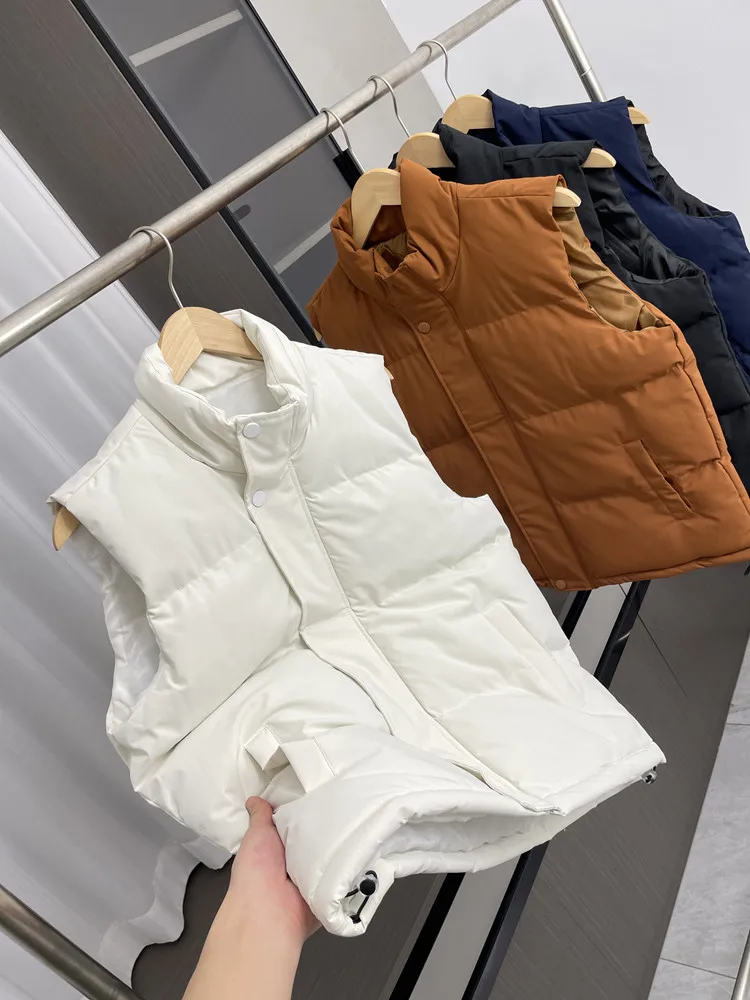 

Высококачественный утепленный хлопковый жилет на осень-зиму с воротником, однотонный, универсальный, из чистого хлопка, для пар, молодежная повседневная одежда