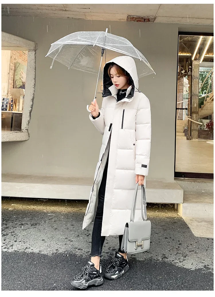 Women Parkas Coats Hooded Jackets Solid Pocket Zipper Long Sleeves Thick Slim Fit Wide Waist Elegant Casual  Autumn Winter