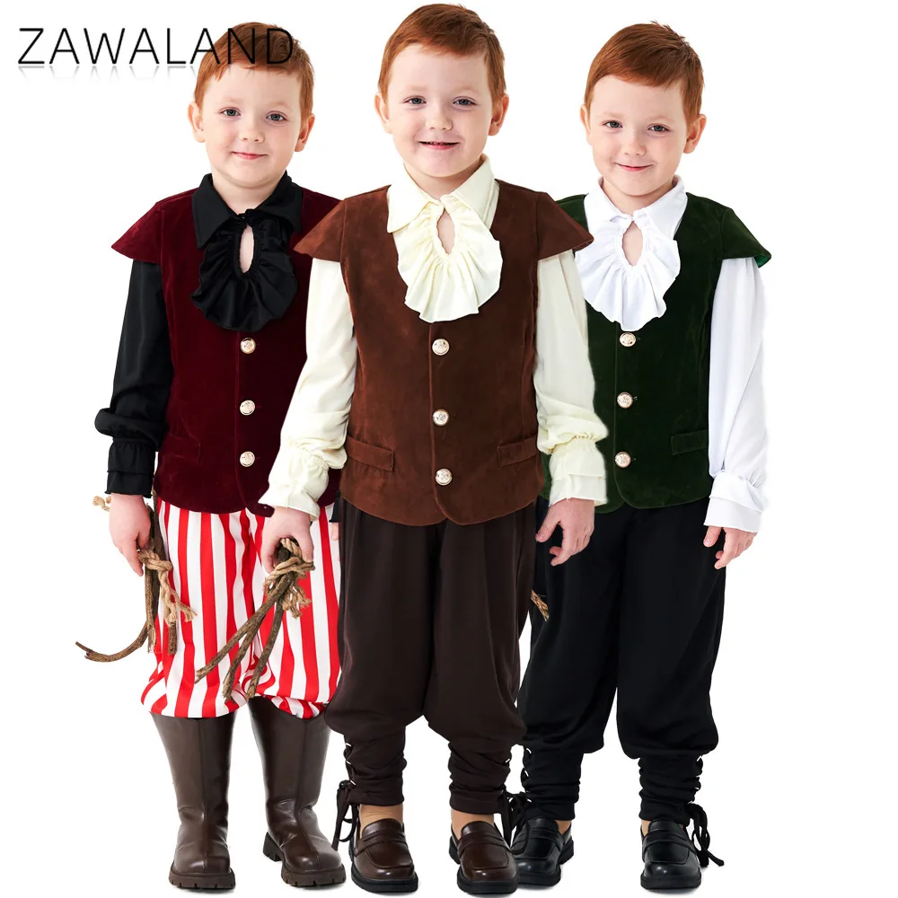 

Vampire Renaissance Cosplay Costume Ruffled Collar Shirt Victorian Era Medieval Lace Up Trousers Pirate Velvet Vest Stage Outfit