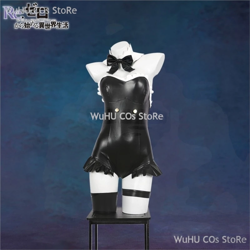 أنيمي إعادة: الحياة في عالم من مختلف صفر ريم رام تأثيري الأرنب فتاة مثير بذلة سوداء بولي Leather جلد النساء لعب الأدوار في الهالوين