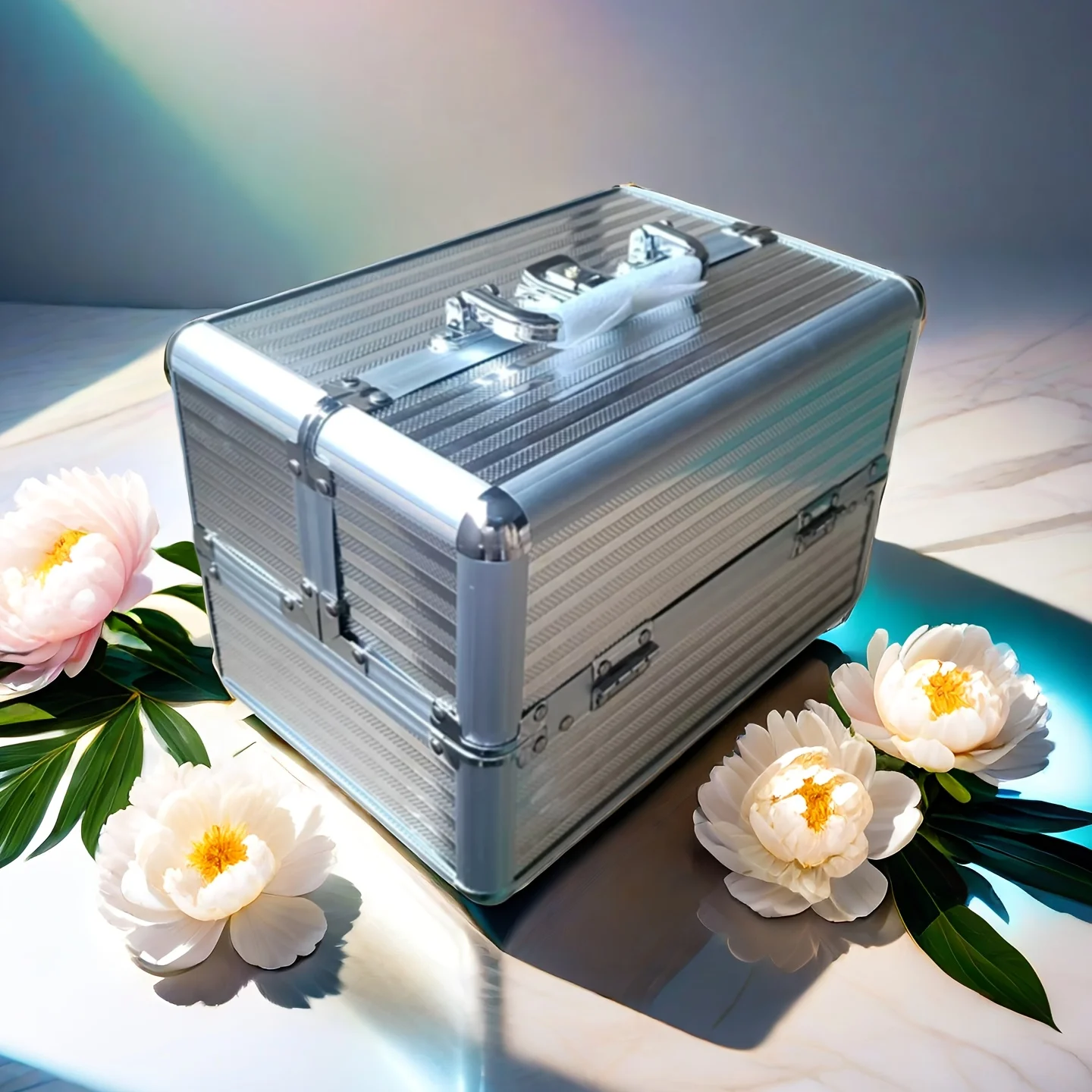 حقيبة قطار المكياج سعة كبيرة قابلة للتعديل 4 صواني منزلقة منظم تخزين مستحضرات التجميل لمستحضرات التجميل والمجوهرات والأظافر #6