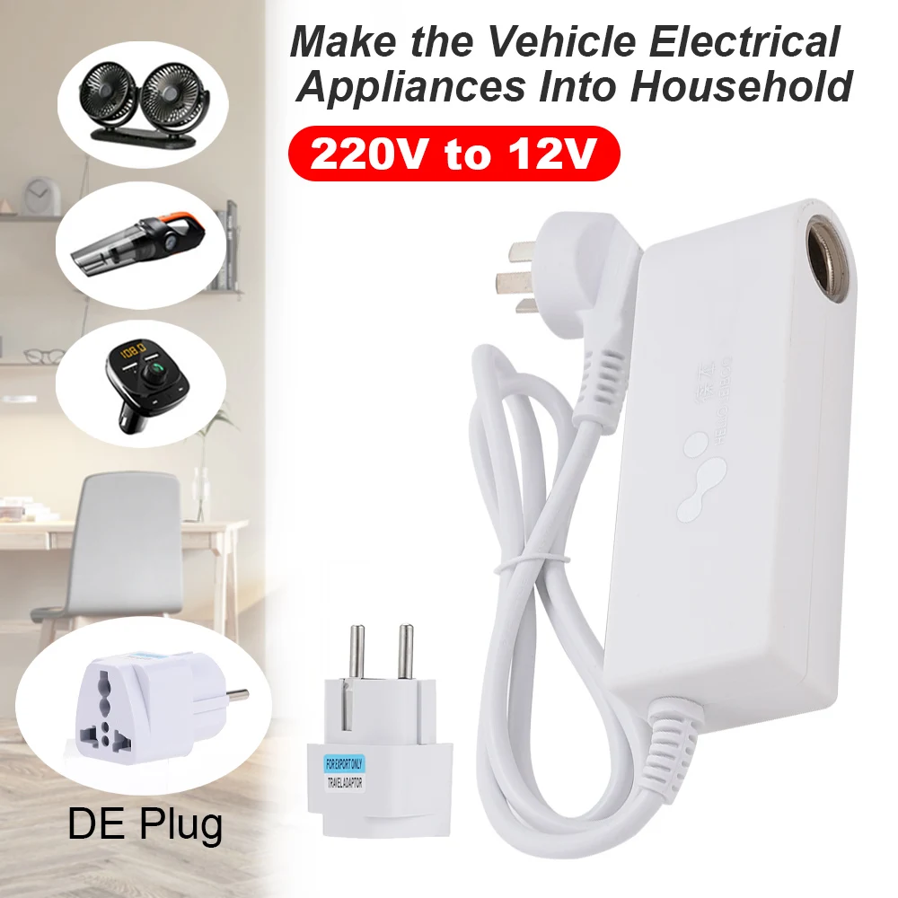 

Car Vacuum Cleaner Refrigerator Adapter Cigarette Lighter Adapter Power Converter Home Socket 120W 220V To 12V